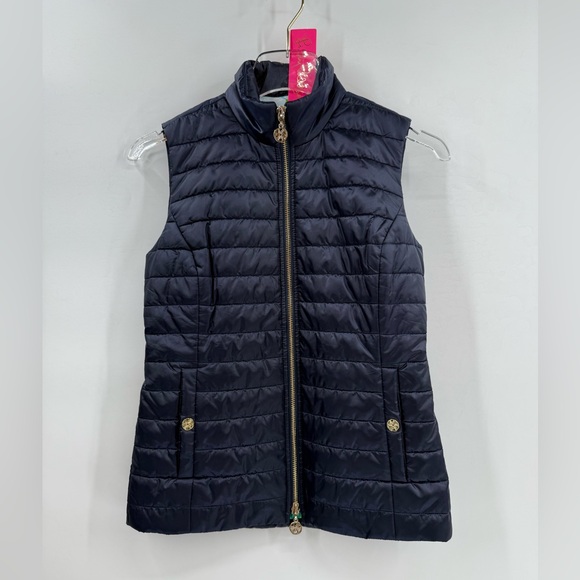 Lilly Pulitzer NWT Elyn Puffer Vest True Navy Size XXSmall Style#000052 MSRP$178 - Picture 7 of 9